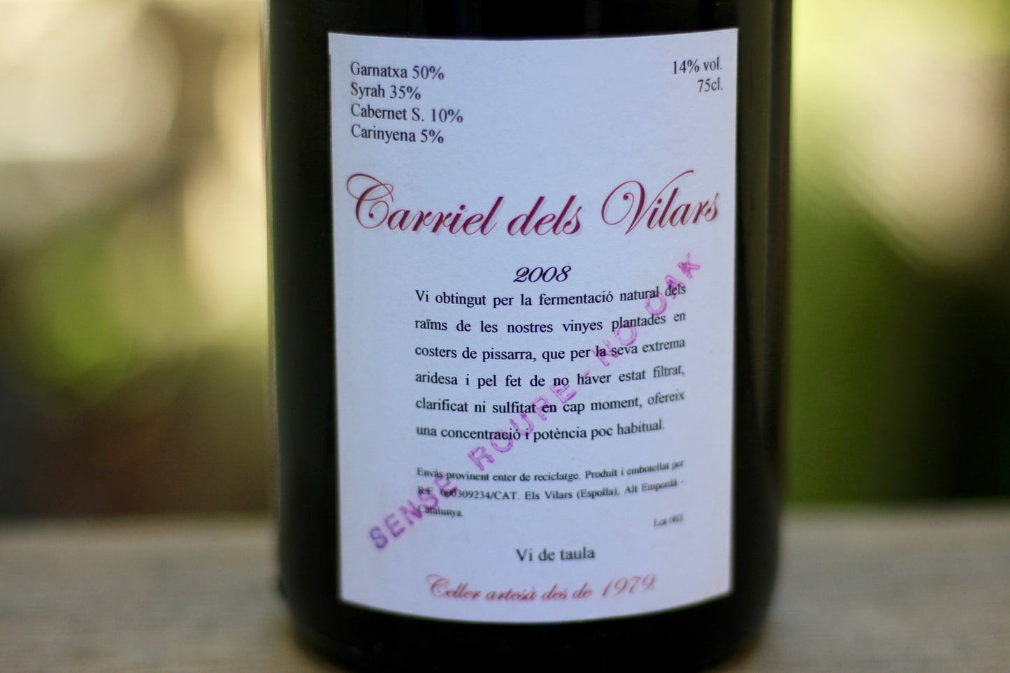 2008 Carriel dels Villars ‘Negre’ - Rock Juice Inc